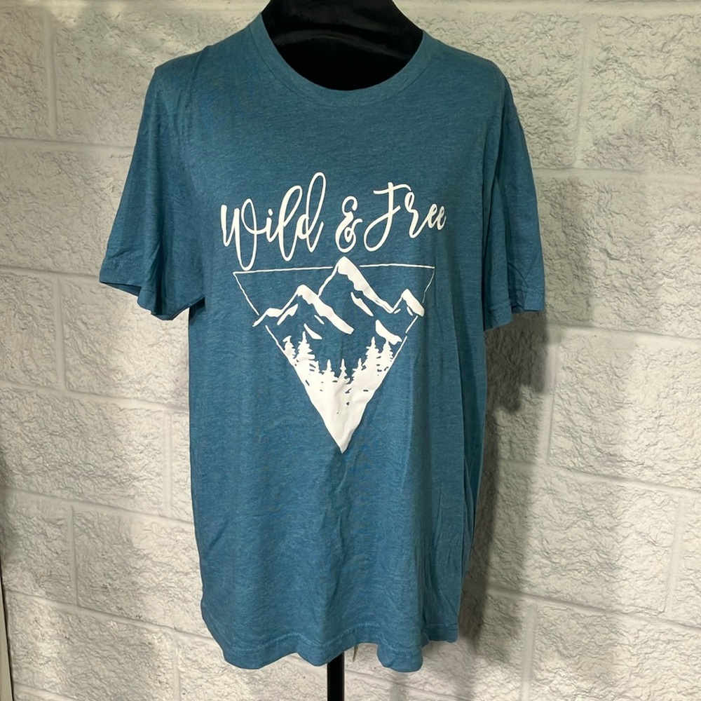Bella-Canvas wild and free blue t-shirt